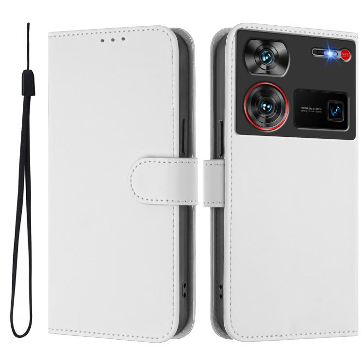 Skin Feel Solid Color Leather Phone Case with Lanyard, For ZTE Nubia Z60 Ultra, For ZTE Blade A73 5G
