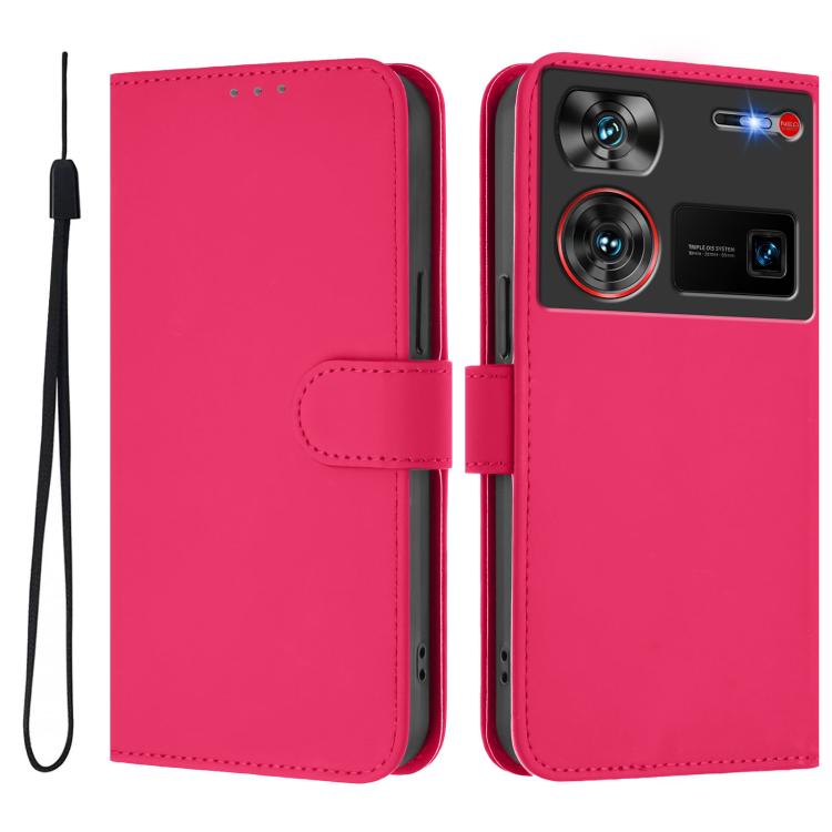 Skin Feel Solid Color Leather Phone Case with Lanyard, For ZTE Nubia Z60 Ultra, For ZTE Blade A73 5G
