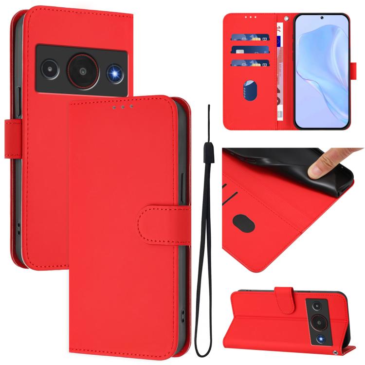 Skin Feel Solid Color Leather Phone Case with Lanyard, For ZTE nubia RedMagic 11 Air, For ZTE Blade A75 Pro/Telstra T-Elite 5G