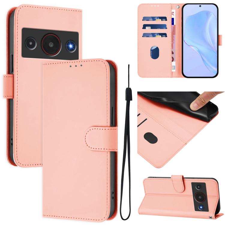 Skin Feel Solid Color Leather Phone Case with Lanyard, For ZTE nubia RedMagic 11 Air, For ZTE Blade A75 Pro/Telstra T-Elite 5G