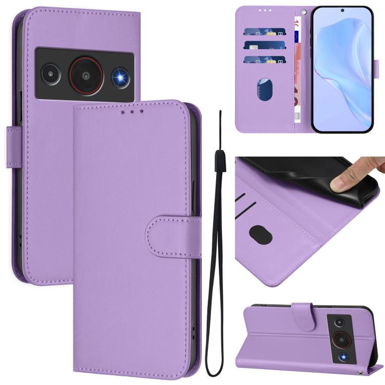 Skin Feel Solid Color Leather Phone Case with Lanyard, For ZTE nubia RedMagic 11 Air, For ZTE Blade A75 Pro/Telstra T-Elite 5G