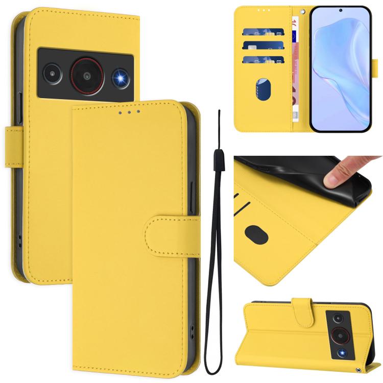 Skin Feel Solid Color Leather Phone Case with Lanyard, For ZTE nubia RedMagic 11 Air, For ZTE Blade A75 Pro/Telstra T-Elite 5G