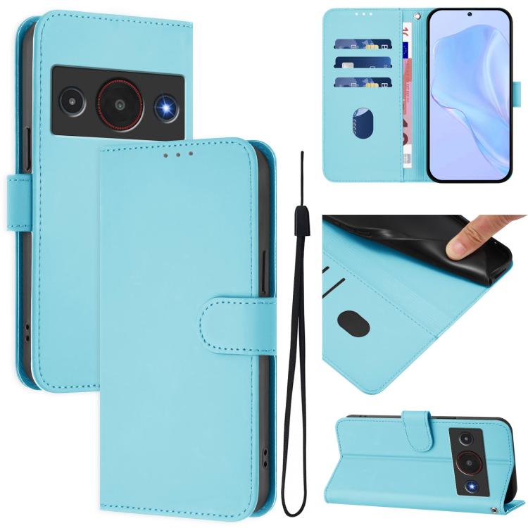 Skin Feel Solid Color Leather Phone Case with Lanyard, For ZTE nubia RedMagic 11 Air, For ZTE Blade A75 Pro/Telstra T-Elite 5G