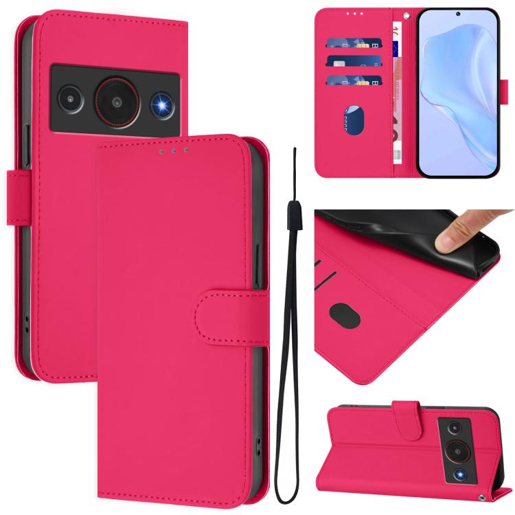 Skin Feel Solid Color Leather Phone Case with Lanyard, For ZTE nubia RedMagic 11 Air, For ZTE Blade A75 Pro/Telstra T-Elite 5G