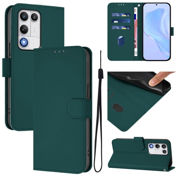 Skin Feel Solid Color Leather Phone Case with Lanyard, For ZTE nubia RedMagic 11 Air, For ZTE Blade A75 Pro/Telstra T-Elite 5G