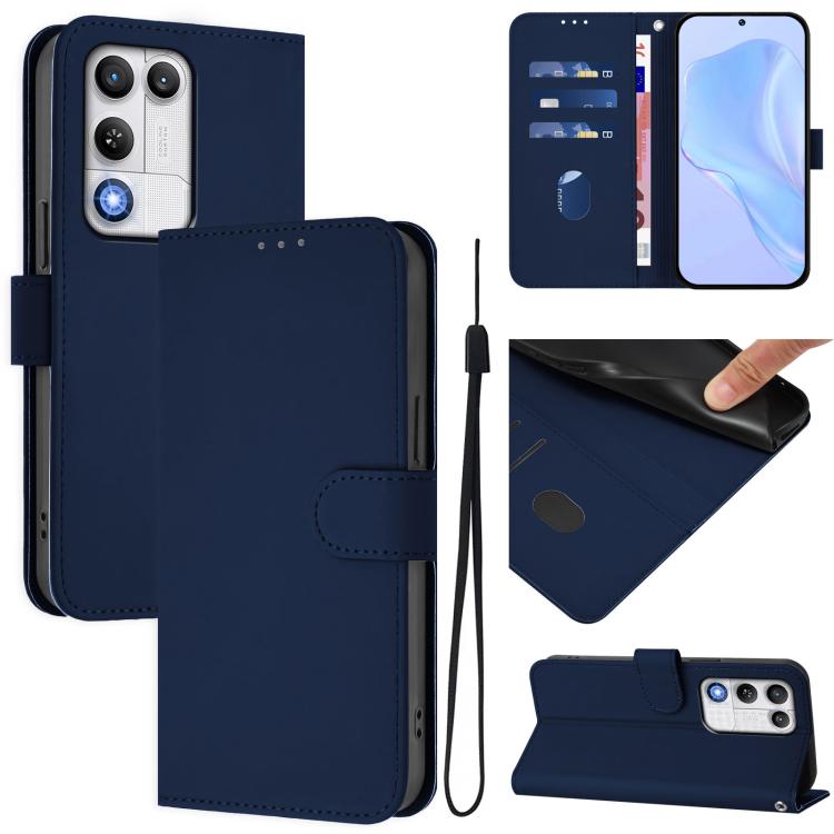 Skin Feel Solid Color Leather Phone Case with Lanyard, For ZTE nubia RedMagic 11 Air, For ZTE Blade A75 Pro/Telstra T-Elite 5G