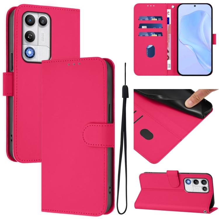 Skin Feel Solid Color Leather Phone Case with Lanyard, For ZTE nubia RedMagic 11 Air, For ZTE Blade A75 Pro/Telstra T-Elite 5G