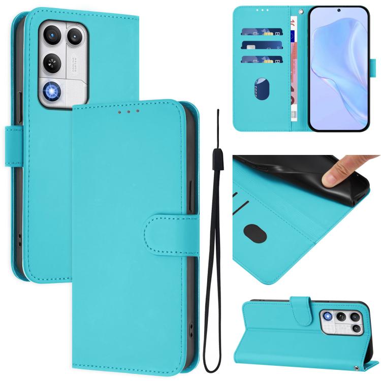Skin Feel Solid Color Leather Phone Case with Lanyard, For ZTE nubia RedMagic 11 Air, For ZTE Blade A75 Pro/Telstra T-Elite 5G
