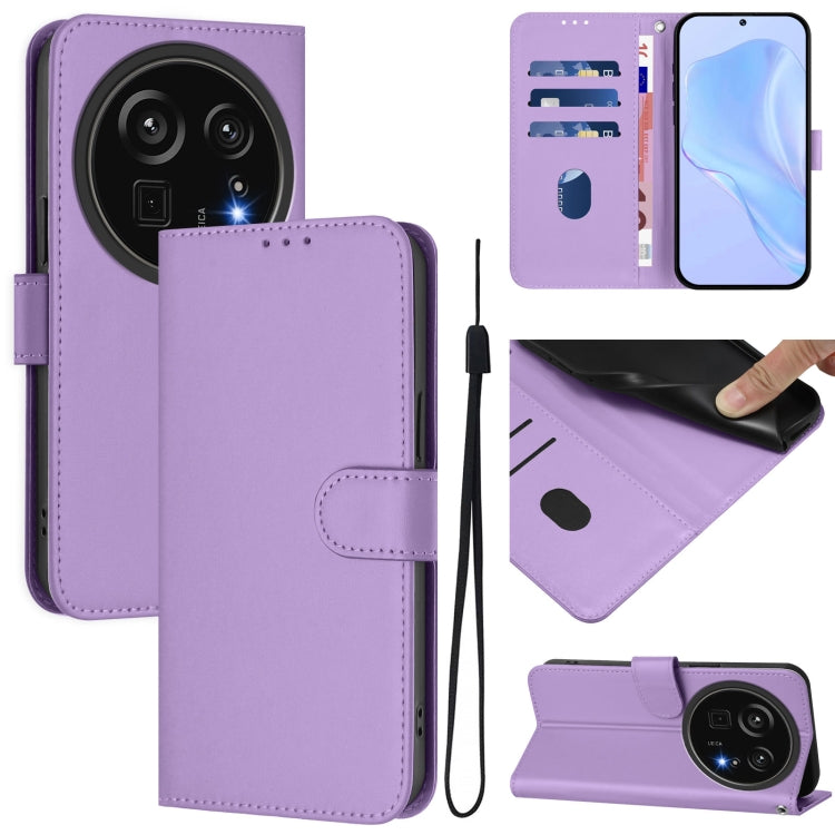 Skin Feel Solid Color Leather Phone Case with Lanyard, For Sharp Aquos Sense9, For Sharp Aquos R9 Pro SH-54E