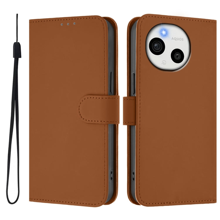 Skin Feel Solid Color Leather Phone Case with Lanyard, For Sharp Aquos Sense9, For Sharp Aquos R9 Pro SH-54E