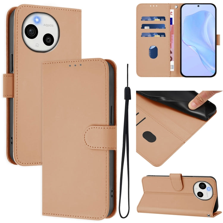 Skin Feel Solid Color Leather Phone Case with Lanyard, For Sharp Aquos Sense9, For Sharp Aquos R9 Pro SH-54E
