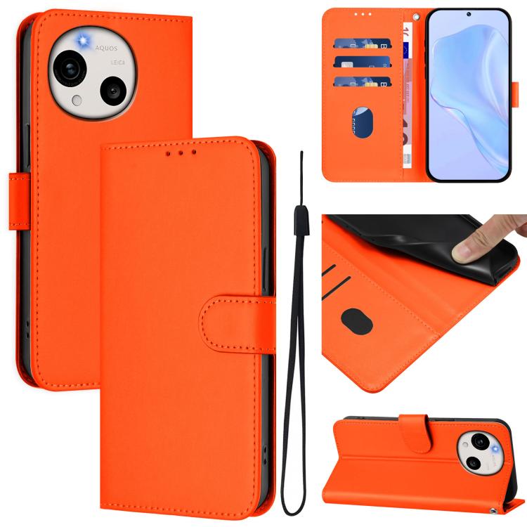 Skin Feel Solid Color Leather Phone Case with Lanyard, For Sharp Aquos wish6, For Sharp Aquos R11