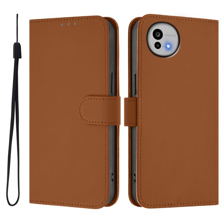 Skin Feel Solid Color Leather Phone Case with Lanyard, For Sharp Aquos wish6, For Sharp Aquos R11