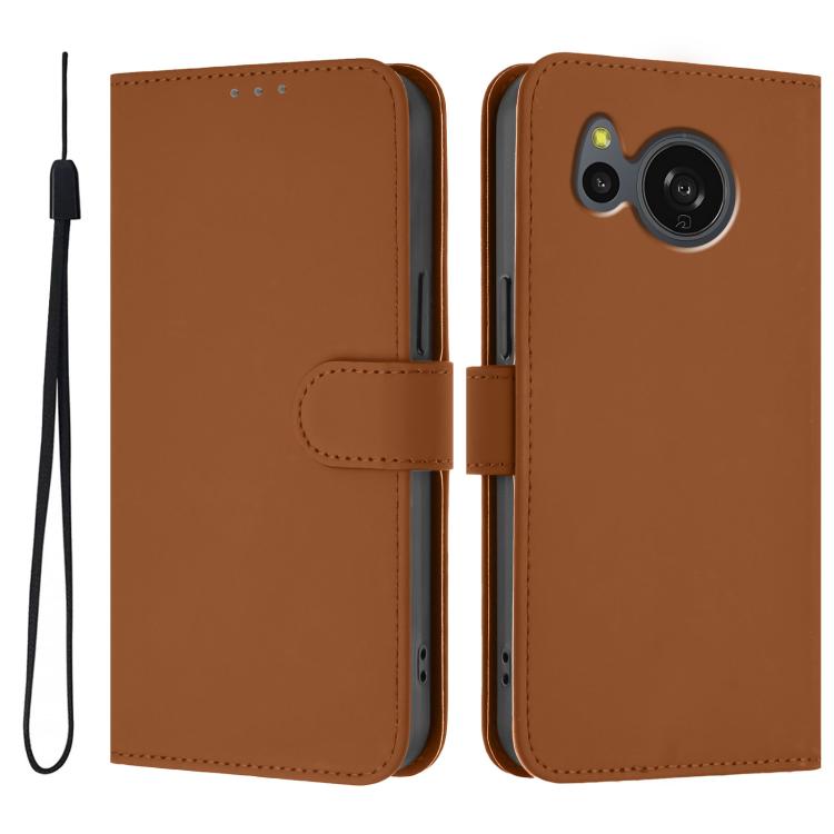 Skin Feel Solid Color Leather Phone Case with Lanyard, For Sharp Aquos Sense8 SHG11/SH-54D, For Sharp Aquos Wish3