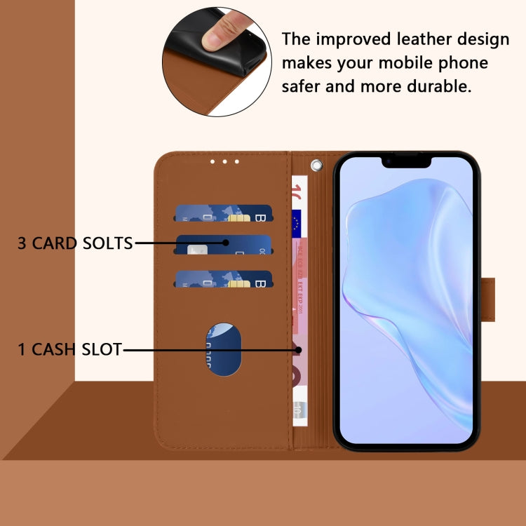 Skin Feel Solid Color Leather Phone Case with Lanyard, For iPhone 15, For iPhone 14 Plus