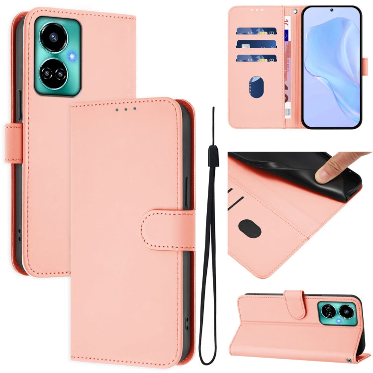 Skin Feel Solid Color Leather Phone Case with Lanyard, For Tecno Spark 10 Pro 4G, For Tecno Camon 19 / 19 Pro 5G