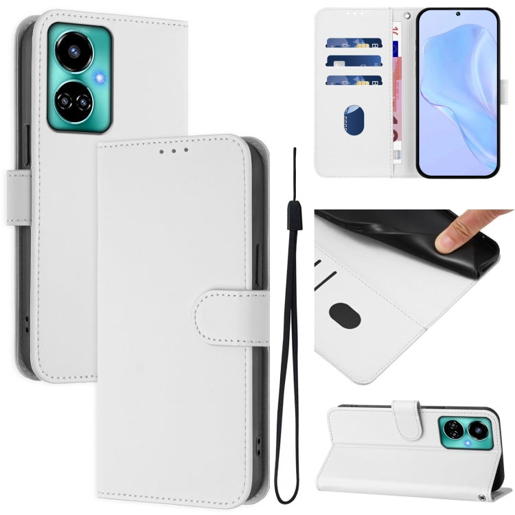Skin Feel Solid Color Leather Phone Case with Lanyard, For Tecno Spark 10 Pro 4G, For Tecno Camon 19 / 19 Pro 5G