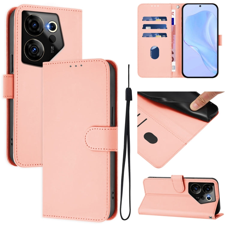 Skin Feel Solid Color Leather Phone Case with Lanyard, For Tecno Camon 20 Premier 5G, For Tecno Camon 20 Pro 5G