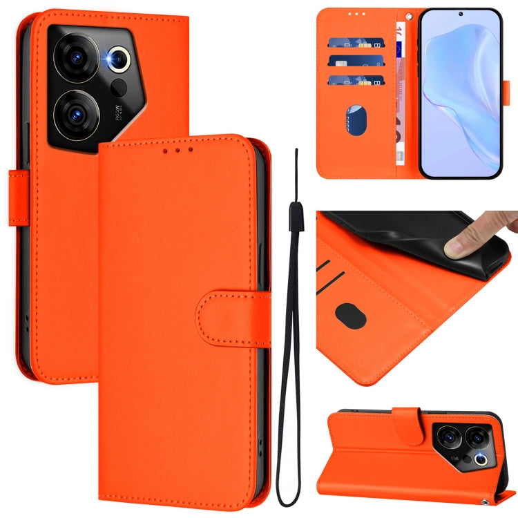 Skin Feel Solid Color Leather Phone Case with Lanyard, For Tecno Camon 20 Premier 5G, For Tecno Camon 20 Pro 5G