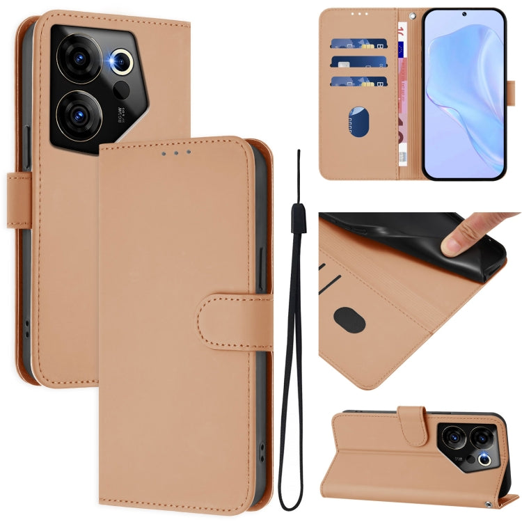 Skin Feel Solid Color Leather Phone Case with Lanyard, For Tecno Camon 20 Premier 5G, For Tecno Camon 20 Pro 5G