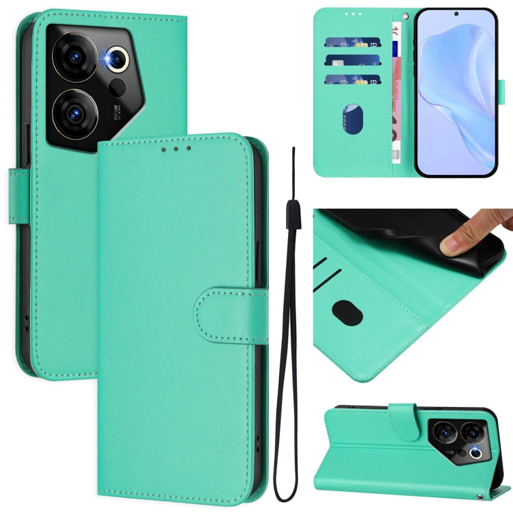 Skin Feel Solid Color Leather Phone Case with Lanyard, For Tecno Camon 20 Premier 5G, For Tecno Camon 20 Pro 5G
