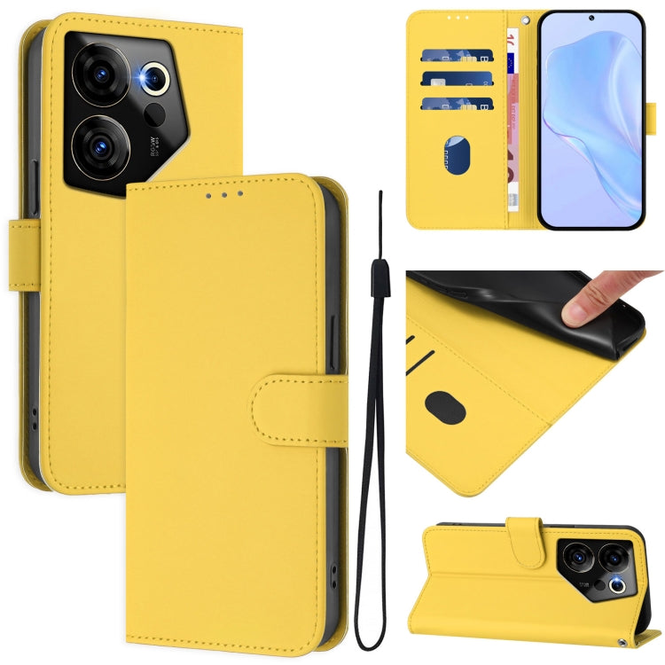 Skin Feel Solid Color Leather Phone Case with Lanyard, For Tecno Camon 20 Premier 5G, For Tecno Camon 20 Pro 5G