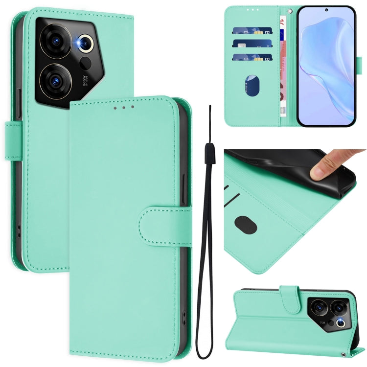 Skin Feel Solid Color Leather Phone Case with Lanyard, For Tecno Camon 20 Premier 5G, For Tecno Camon 20 Pro 5G