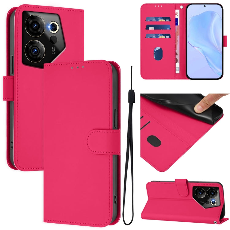 Skin Feel Solid Color Leather Phone Case with Lanyard, For Tecno Camon 20 Premier 5G, For Tecno Camon 20 Pro 5G