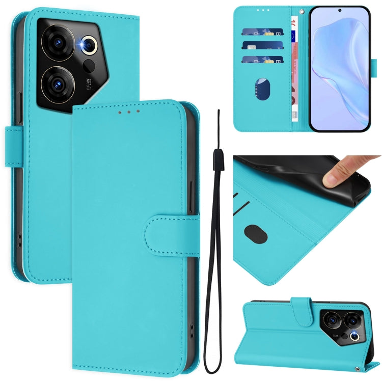 Skin Feel Solid Color Leather Phone Case with Lanyard, For Tecno Camon 20 Premier 5G, For Tecno Camon 20 Pro 5G