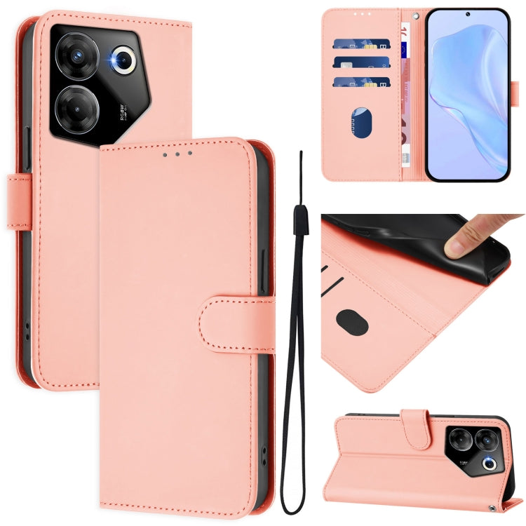 Skin Feel Solid Color Leather Phone Case with Lanyard, For Tecno Camon 20 Premier 5G, For Tecno Camon 20 Pro 5G