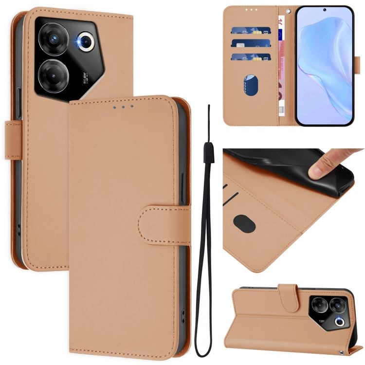 Skin Feel Solid Color Leather Phone Case with Lanyard, For Tecno Camon 20 Premier 5G, For Tecno Camon 20 Pro 5G