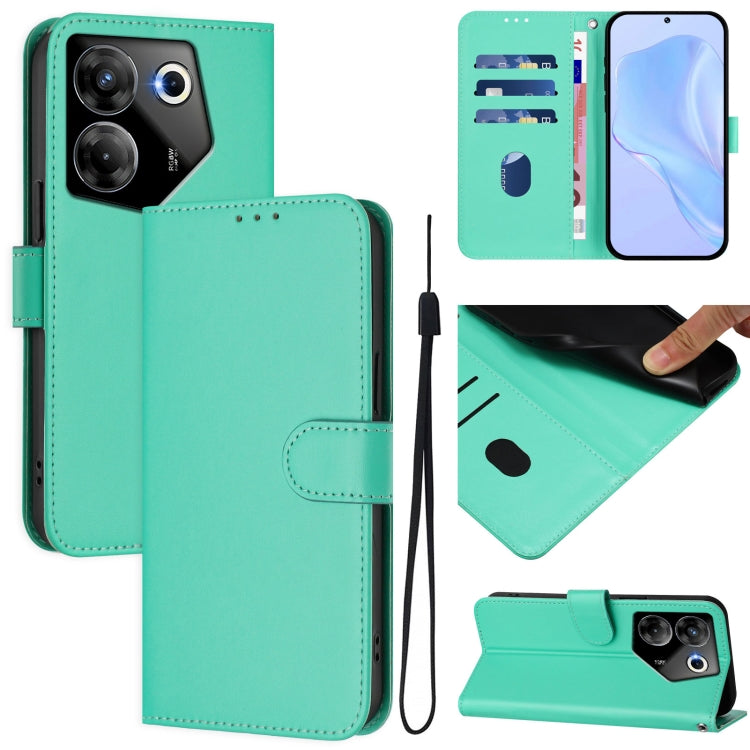 Skin Feel Solid Color Leather Phone Case with Lanyard, For Tecno Camon 20 Premier 5G, For Tecno Camon 20 Pro 5G
