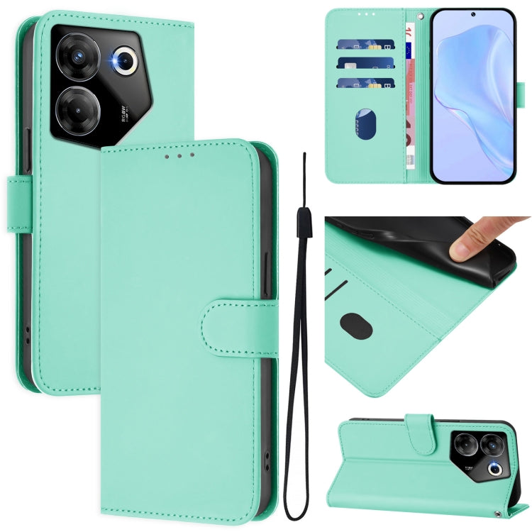 Skin Feel Solid Color Leather Phone Case with Lanyard, For Tecno Camon 20 Premier 5G, For Tecno Camon 20 Pro 5G