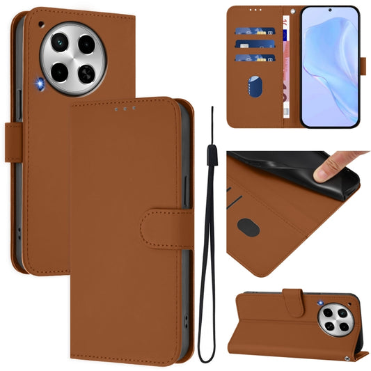 Skin Feel Solid Color Leather Phone Case with Lanyard, For Tecno Camon 30 4G / 5G, For Tecno Spark 20 Pro+ 4G