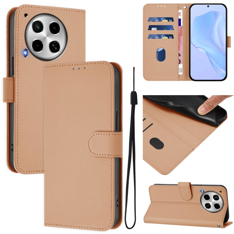 Skin Feel Solid Color Leather Phone Case with Lanyard, For Tecno Camon 30 4G / 5G, For Tecno Spark 20 Pro+ 4G