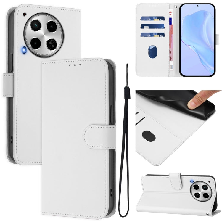 Skin Feel Solid Color Leather Phone Case with Lanyard, For Tecno Camon 30 4G / 5G, For Tecno Spark 20 Pro+ 4G