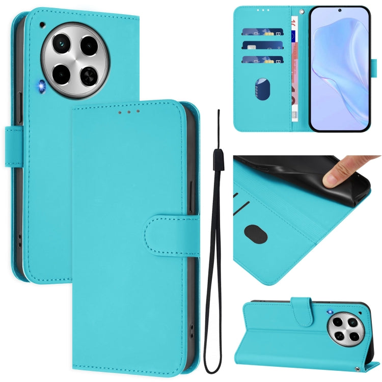 Skin Feel Solid Color Leather Phone Case with Lanyard, For Tecno Camon 30 4G / 5G, For Tecno Spark 20 Pro+ 4G