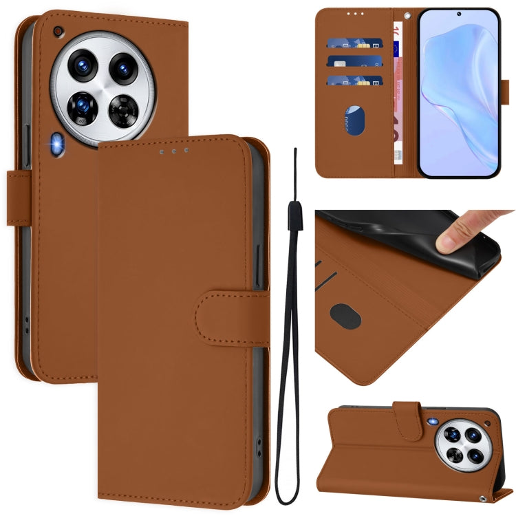Skin Feel Solid Color Leather Phone Case with Lanyard, For Tecno Spark 10 Pro Magic, For Tecno Camon 30 Premier 5G