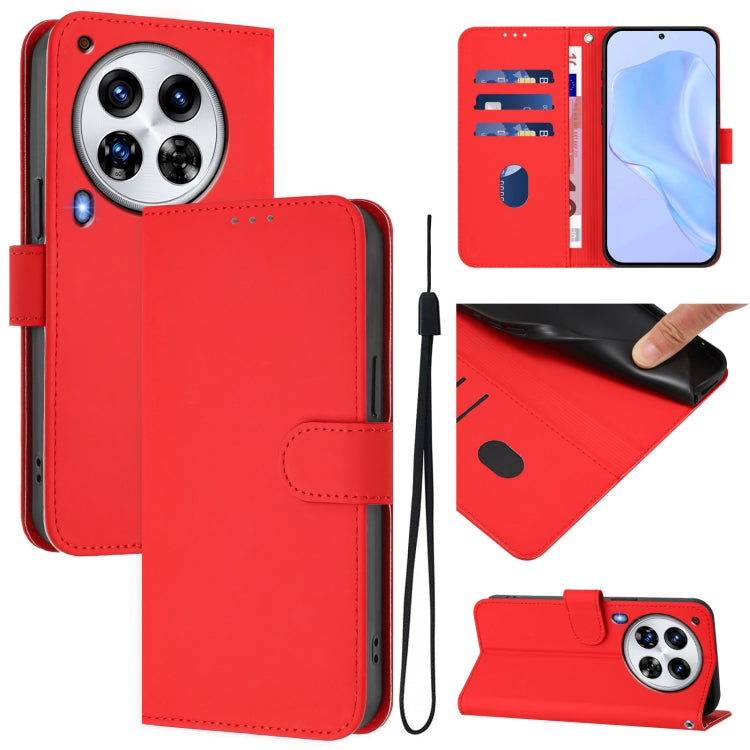 Skin Feel Solid Color Leather Phone Case with Lanyard, For Tecno Spark 10 Pro Magic, For Tecno Camon 30 Premier 5G