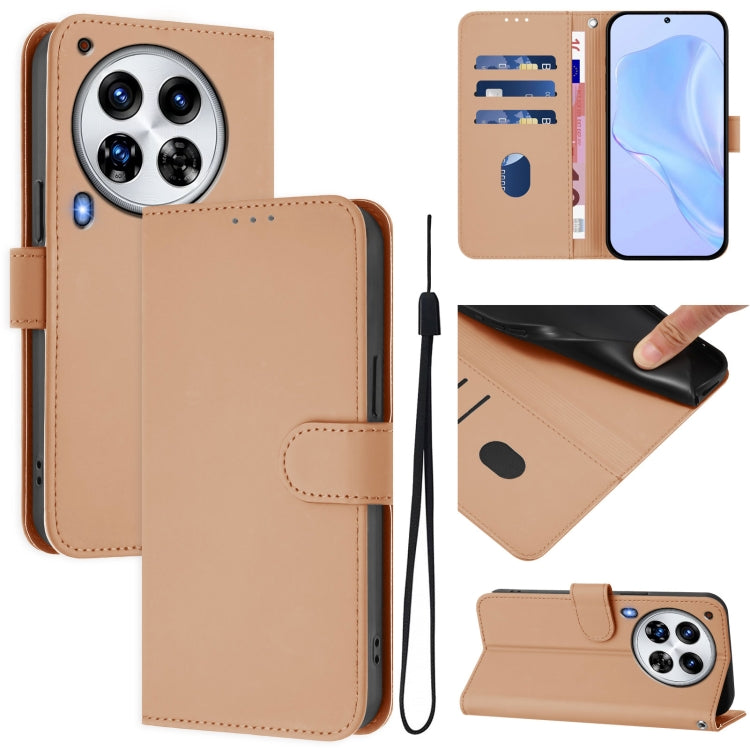 Skin Feel Solid Color Leather Phone Case with Lanyard, For Tecno Spark 10 Pro Magic, For Tecno Camon 30 Premier 5G