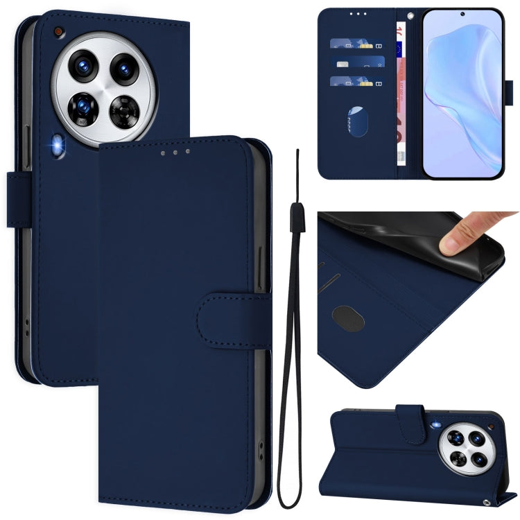 Skin Feel Solid Color Leather Phone Case with Lanyard, For Tecno Spark 10 Pro Magic, For Tecno Camon 30 Premier 5G