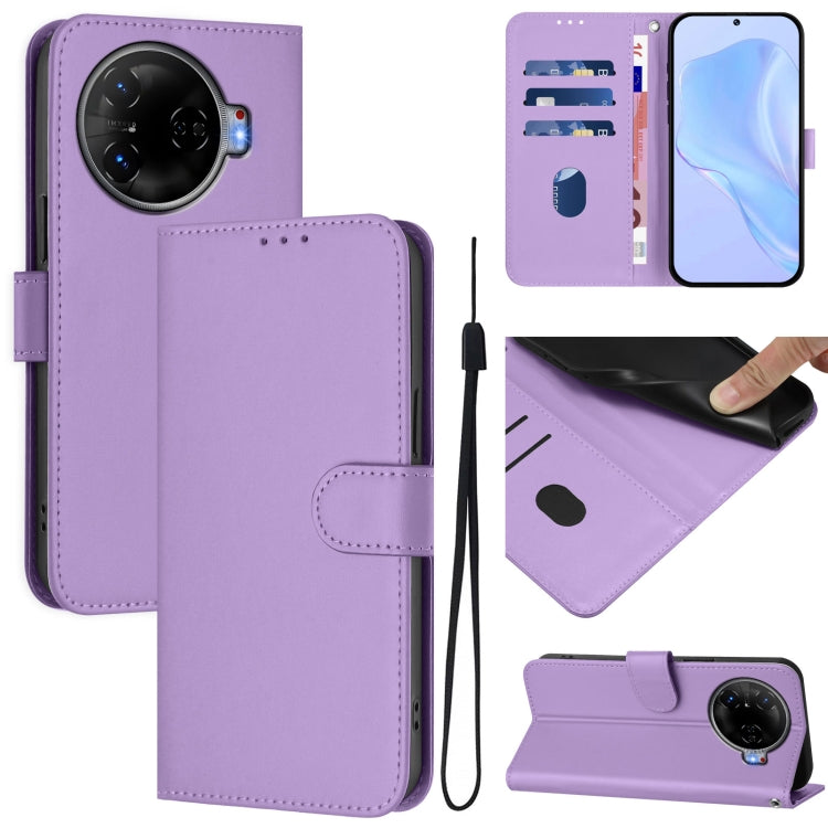 Skin Feel Solid Color Leather Phone Case with Lanyard, For Tecno Pova 6 5G / 6 Pro 5G, For Tecno Camon 30 Pro 5G