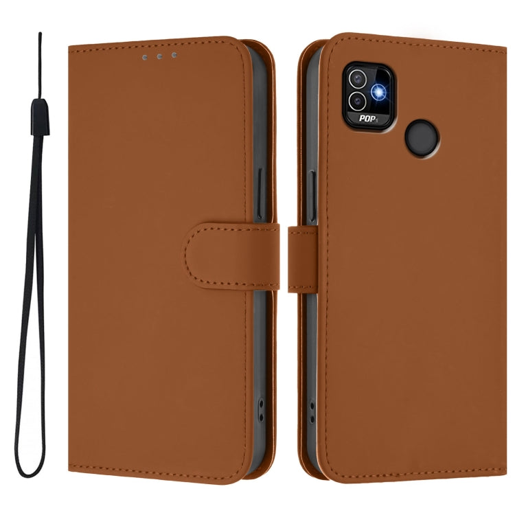 Skin Feel Solid Color Leather Phone Case with Lanyard, For Tecno Pop 5, For Tecno Pop 4 Pro