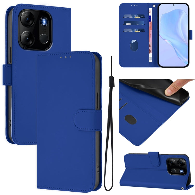 Skin Feel Solid Color Leather Phone Case with Lanyard, For Tecno Camon 20 Pro 4G, For Tecno Pop 7 / 7 Pro