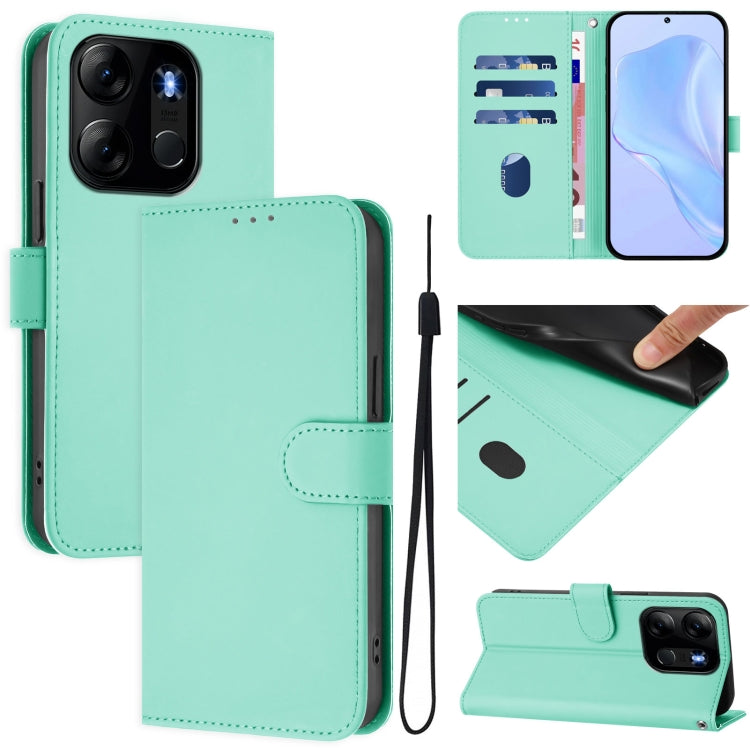 Skin Feel Solid Color Leather Phone Case with Lanyard, For Tecno Camon 20 Pro 4G, For Tecno Pop 7 / 7 Pro