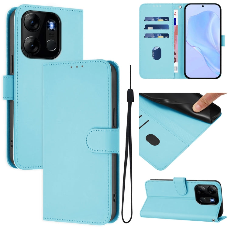 Skin Feel Solid Color Leather Phone Case with Lanyard, For Tecno Camon 20 Pro 4G, For Tecno Pop 7 / 7 Pro