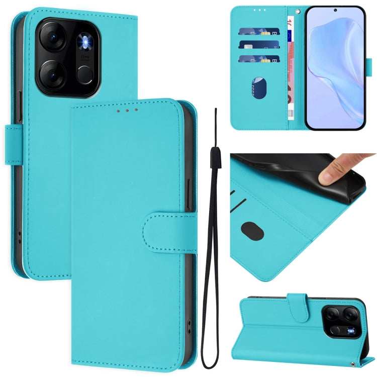 Skin Feel Solid Color Leather Phone Case with Lanyard, For Tecno Camon 20 Pro 4G, For Tecno Pop 7 / 7 Pro