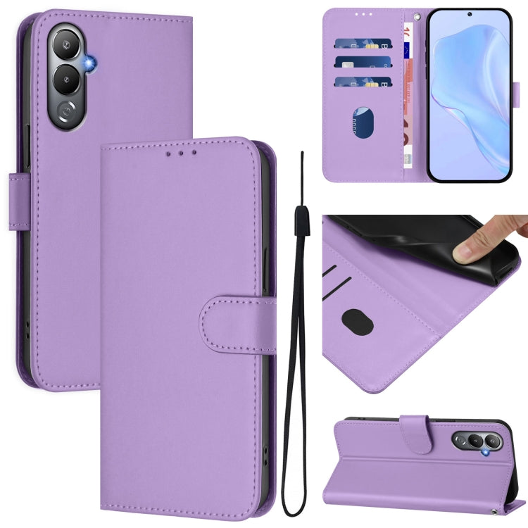 Skin Feel Solid Color Leather Phone Case with Lanyard, For Tecno Pova 4 Pro, For Tecno Pova 4