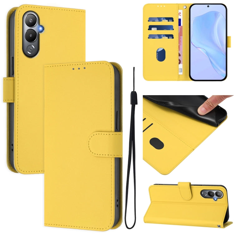Skin Feel Solid Color Leather Phone Case with Lanyard, For Tecno Pova 4 Pro, For Tecno Pova 4