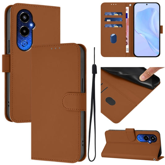 Skin Feel Solid Color Leather Phone Case with Lanyard, For Tecno Pova 4 Pro, For Tecno Pova 4